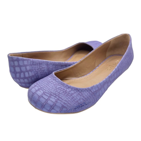 Masiero Shoes - Masiero | Women | Lavender Croc Embossed Round Toe Leather Flats | Size 7